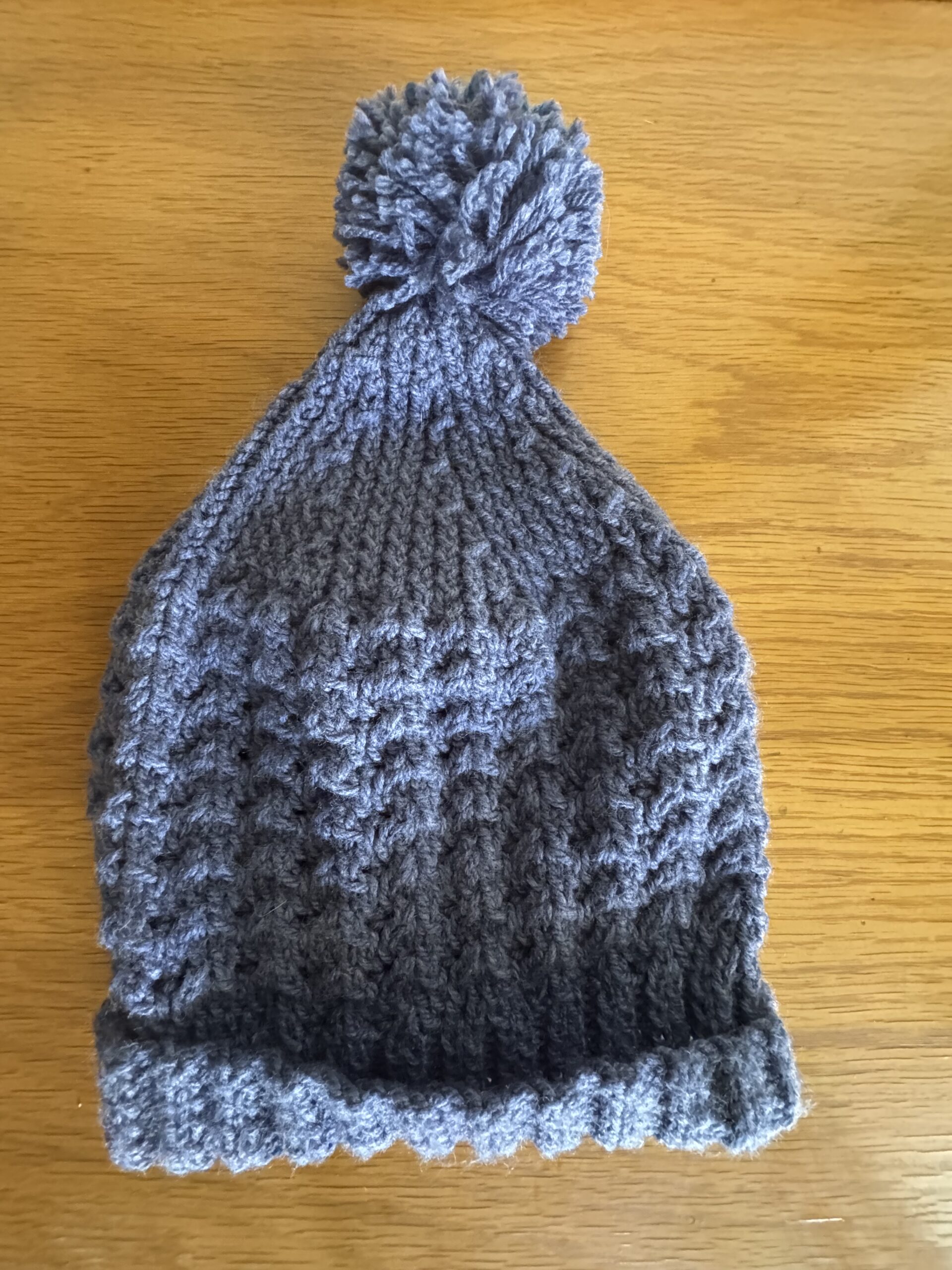 Purple Beanie with Pom - Stylish Winter Hat - Adult